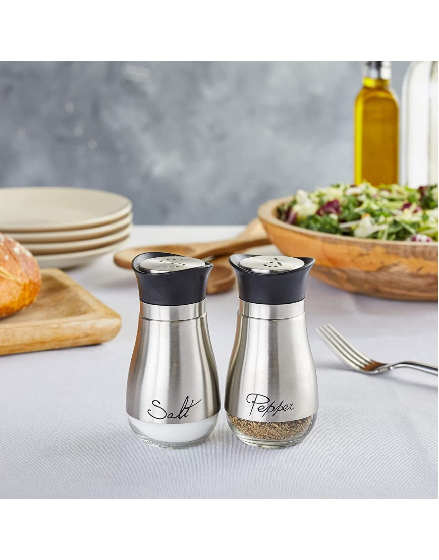 Juvale Salt and Pepper Shakers Set Stainless Steel and Glass Dispenser 4oz
