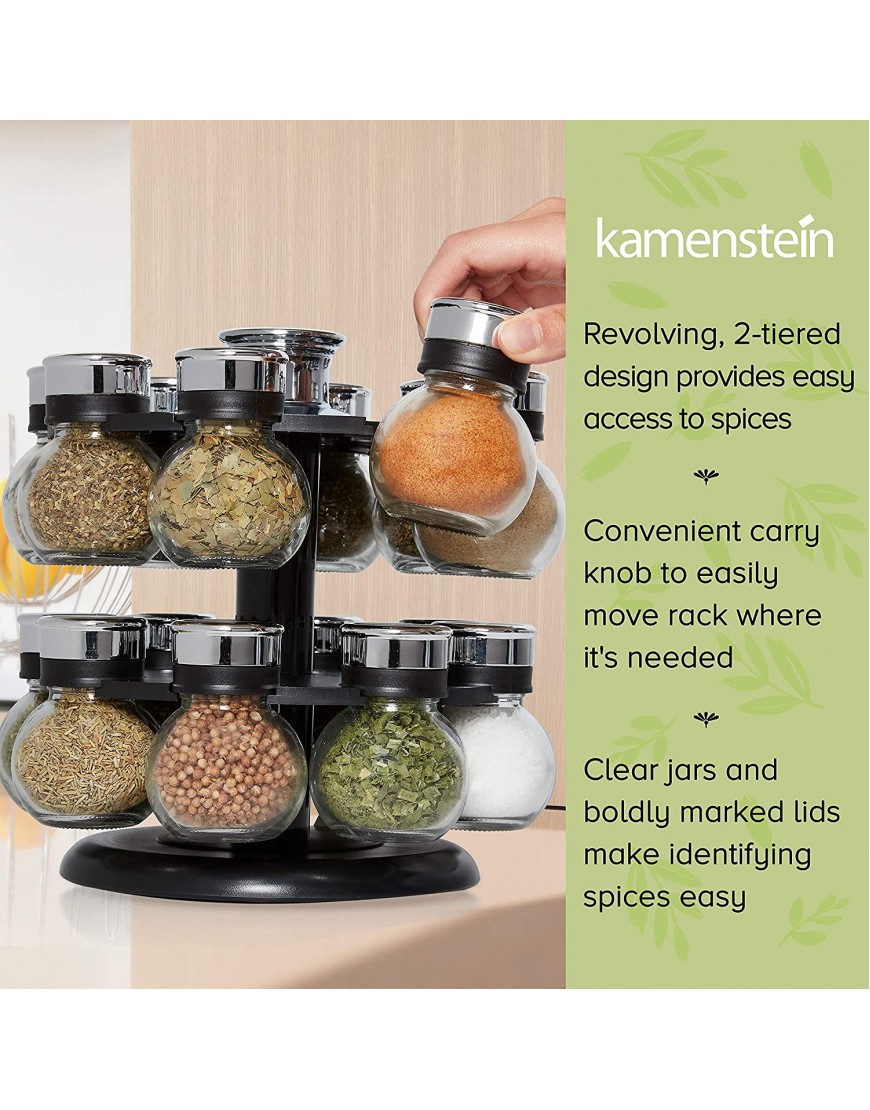 Kamenstein Ellington Revolving Tower with Free Spice Refills for 5 Years 16-Jar Clear