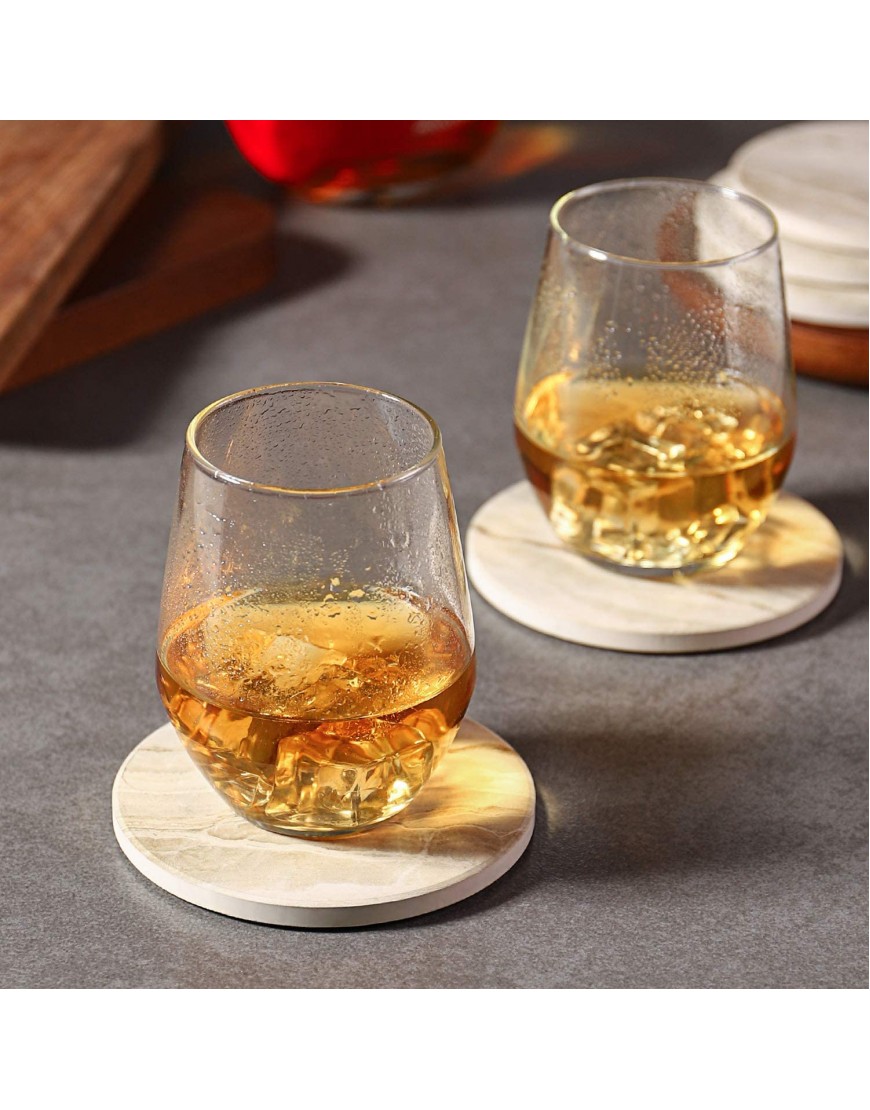 LIFVER Drink Coasters with Holder Absorbent Coaster Sets of 6 Marble Style Ceramic Drink Coaster for Tabletop Protection,Suitable for Kinds of Cups Wooden Table Cool Home Decor 4 Inches