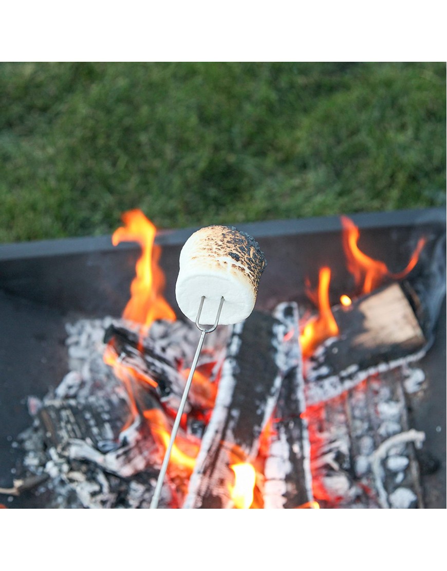 MalloMe Marshmallow Roasting Sticks Smores Skewers for Fire Pit Kit Hot Dog Camping Accessories Campfire Marshmellow 32 Inch Long Fork 5 Pack