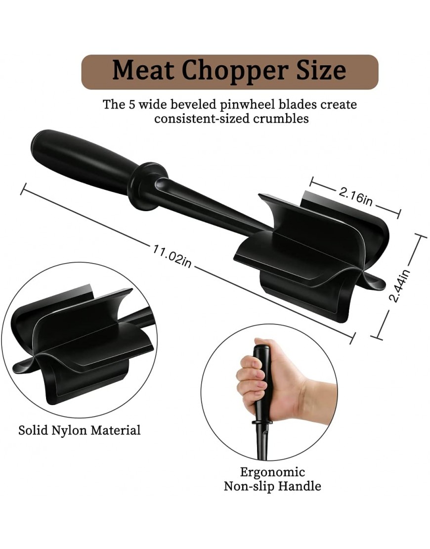 Meat Chopper hamburger chopper Professional Multifunctional Heat Resistant Nylon Meat Chopper for Ground Beef Potato Masher- Ground Turkey and More Safe for Non-Stick Cookware