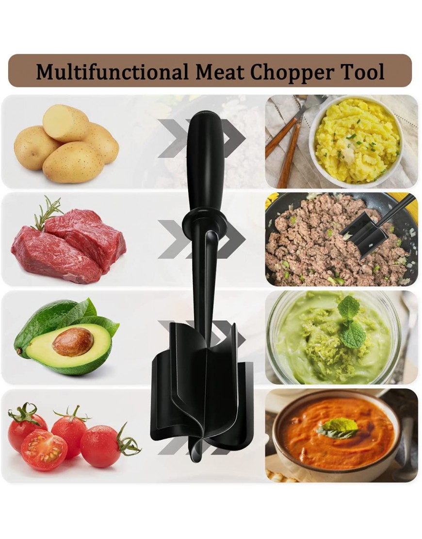 Meat Chopper hamburger chopper Professional Multifunctional Heat Resistant Nylon Meat Chopper for Ground Beef Potato Masher- Ground Turkey and More Safe for Non-Stick Cookware