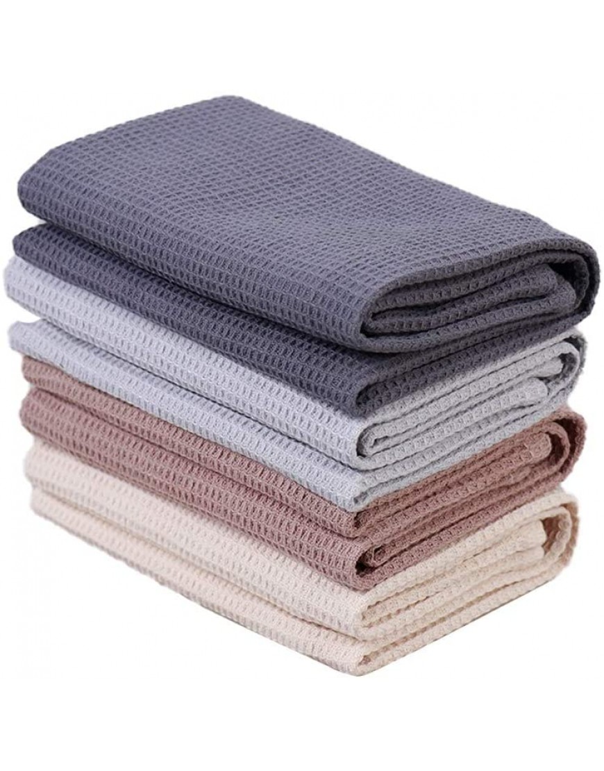 PY HOME & SPORTS Dish Towels Set 100% Cotton Waffle Weave Kitchen Towels 4 Pieces Super Absorbent Kitchen Hand Dish Cloths for Drying and Cleaning 17 x 25 Inches Set of 4