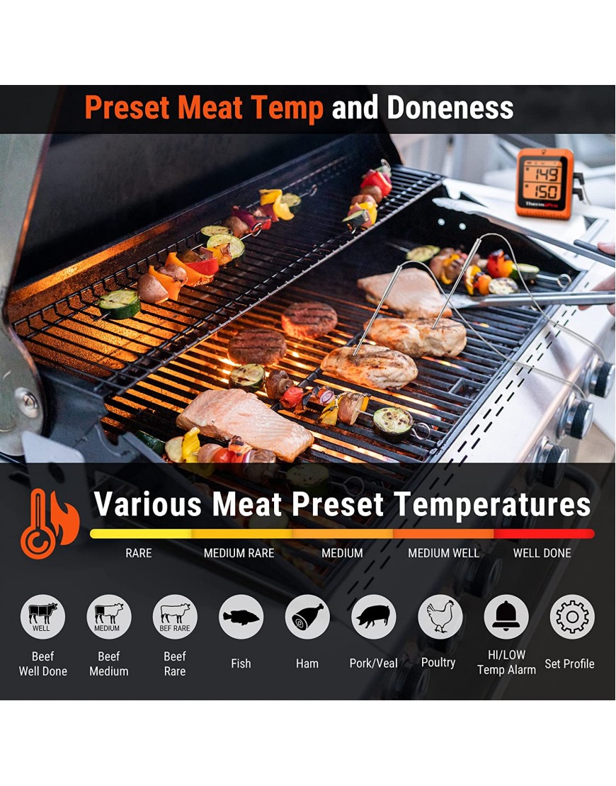 ThermoPro Wireless Meat Thermometer of 500FT Bluetooth Meat Thermometer for Smoker Oven Grill Thermometer with Dual Probes Smart Rechargeable BBQ Thermometer for Cooking Turkey Fish Beef