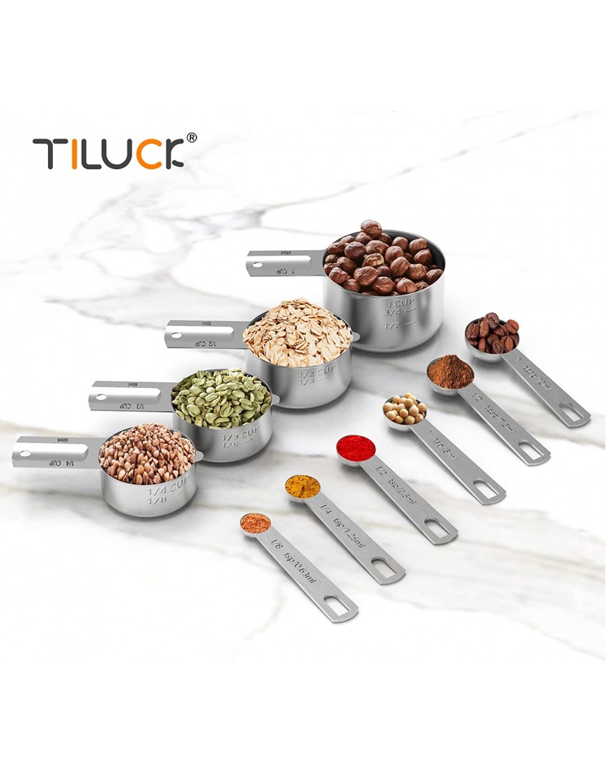 TILUCK Stainless Steel Measuring Cups & Spoons Set Cups and Spoons,Kitchen Gadgets for Cooking & Baking 4+6