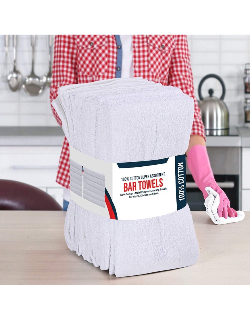 Utopia Towels Kitchen Bar Mops Towels Pack of 12 Towels 16 x 19 Inches 100% Cotton Super Absorbent White Bar Towels Multi-Purpose Cleaning Towels for Home and Kitchen Bars