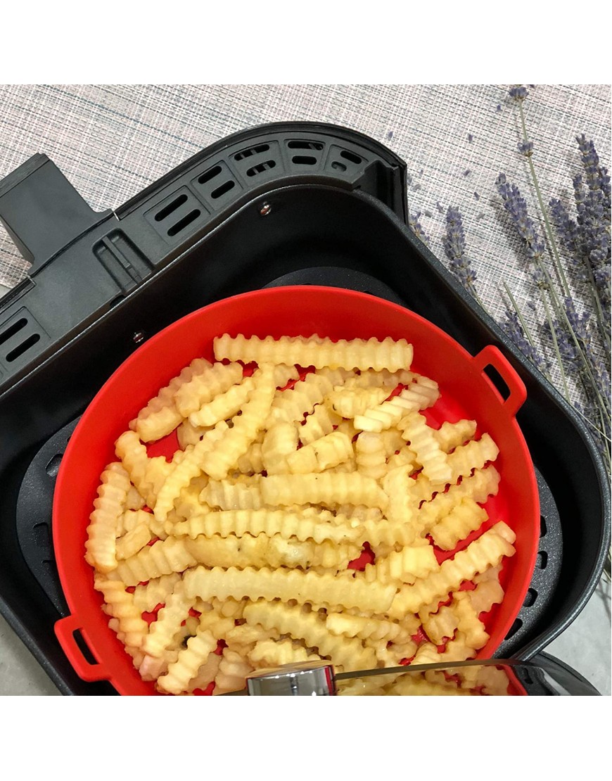 WAVELU Air Fryer Silicone Pot [UPGRADED] Food Safe Air fryers Oven Accessories | Replacement of Flammable Parchment Liner Paper | No More Harsh Cleaning Basket After Using Airfryer For 3 to 5 QT