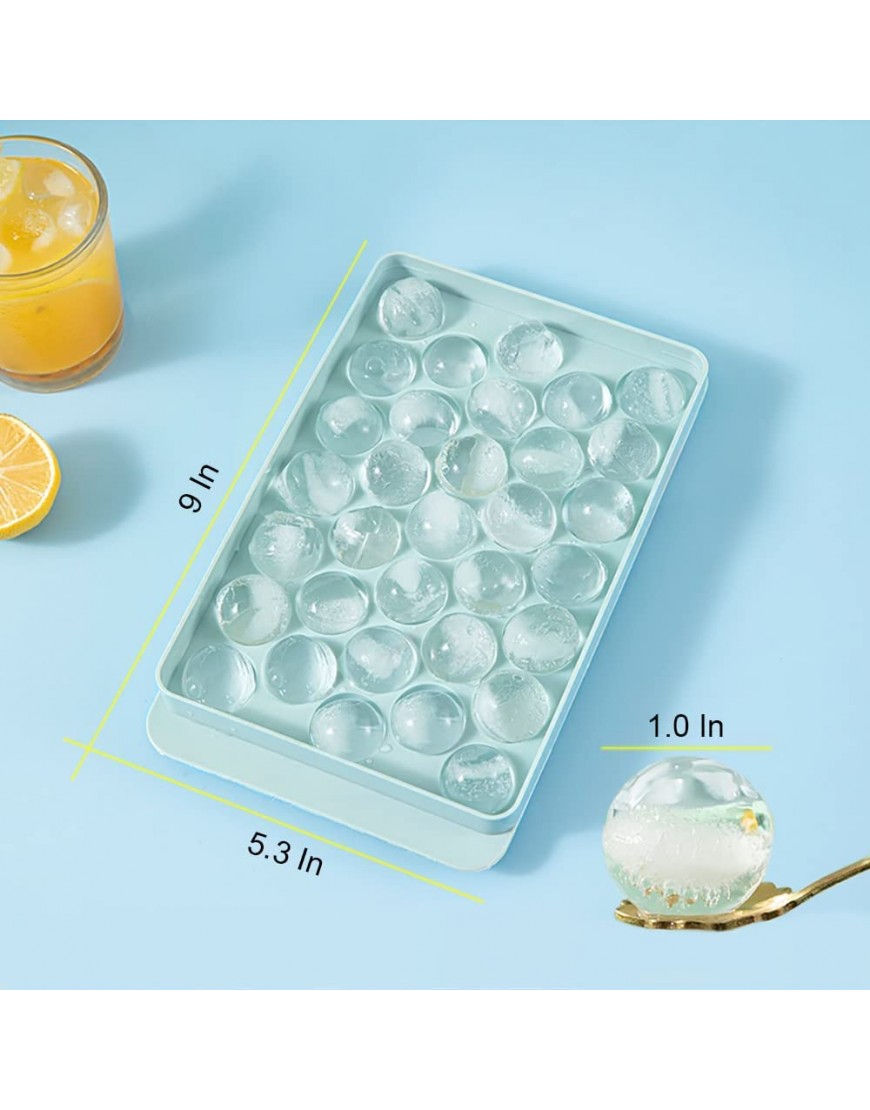 WIBIMEN Round Ice Cube Tray,Ice Ball Maker Mold for Freezer,Mini Circle Ice Cube Tray Making 1.2in X 99PCS Sphere Ice Chilling Cocktail Whiskey Tea & Coffee3Pack Grey Ice trays & Ice Bin & Ice tong