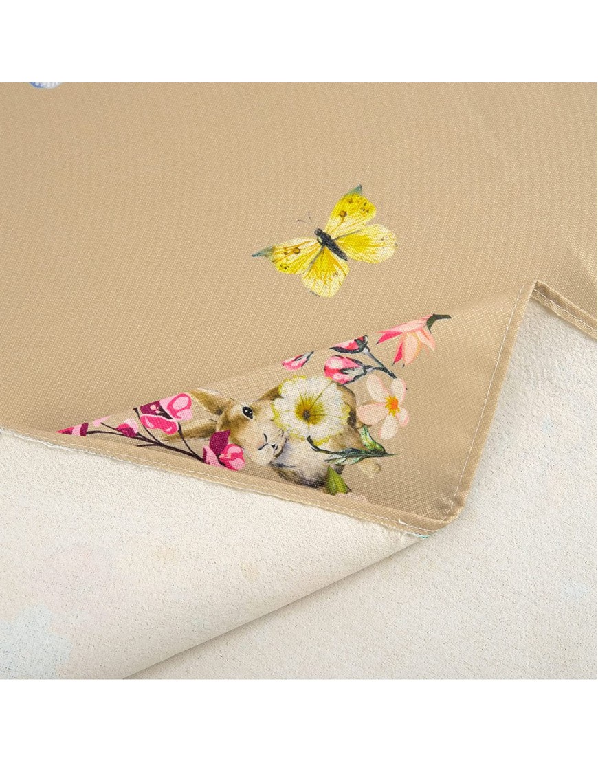 AnyDesign Easter Rectangle Tablecloth Spring Flower Butterflies Table Cloth Rustic Waterproof Linen Easter Rabbit Egg Table Cover 60 x 84 Inch Table Decor for Indoor Outdoor Kitchen Dining Table