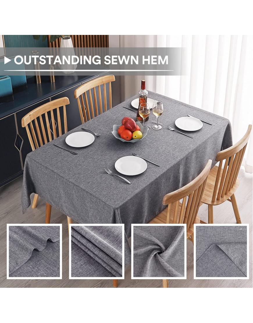 Awnmeow Faux Linen Rectangle Tablecloth Waterproof Wrinkle Resistant and Washable tableclothes Indoor & Outdoor Table Cover for Kitchen Party and Banquets