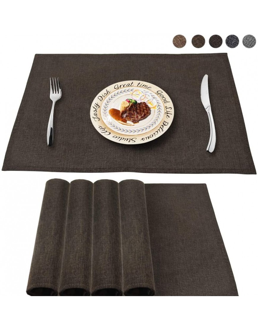 BALCONY & FALCON 4 PCS Linen Placemat Waterproof Heat-Resistant Washable Table Mats for Kitchen Table Dining Room