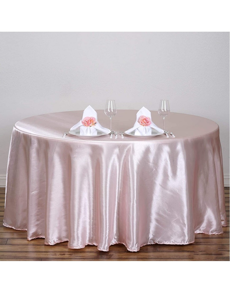 BalsaCircle 120 inch Blush Satin Round Tablecloth Table Cover Linens for Wedding Table Cloth Party Reception Events Kitchen Dining