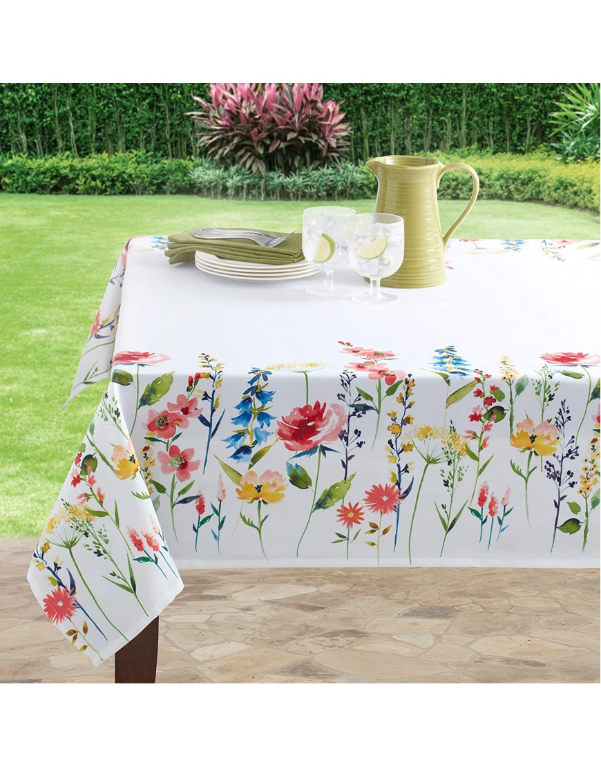 Benson Mills Indoor-Outdoor Spillproof Fabric Tablecloth for Spring Summer Party Picnic 60" x 104" Rectangular Angelica