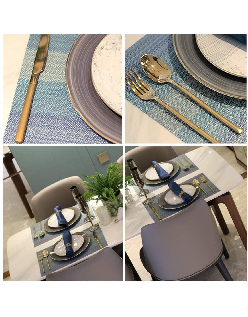 Candumy Blue Placemats for Kitchen Table Set of 8,Heat Stain Non Skid Insulation Crossweave Woven Textilene Vinyl PVC Washable Tablemats for Dinner Table