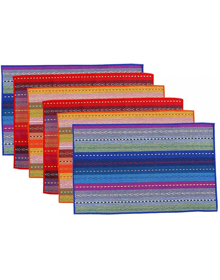 Cotton Table Placemats Set of 6 Woven Braided Ribbed Washable Kitchen Table Mats  12" x 18" Mixed Color 2