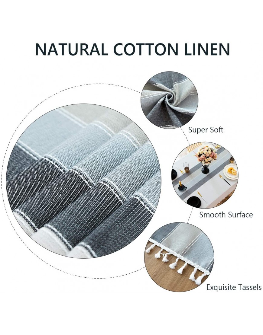 Deep Dream Tablecloths Stitching Tassel Table Cloth,Cotton Linens Wrinkle Free Table Cover Decoration for Kitchen Dinning Party Rectangle Oblong 55 x 86 Inch,6-8 Seats Light Gray