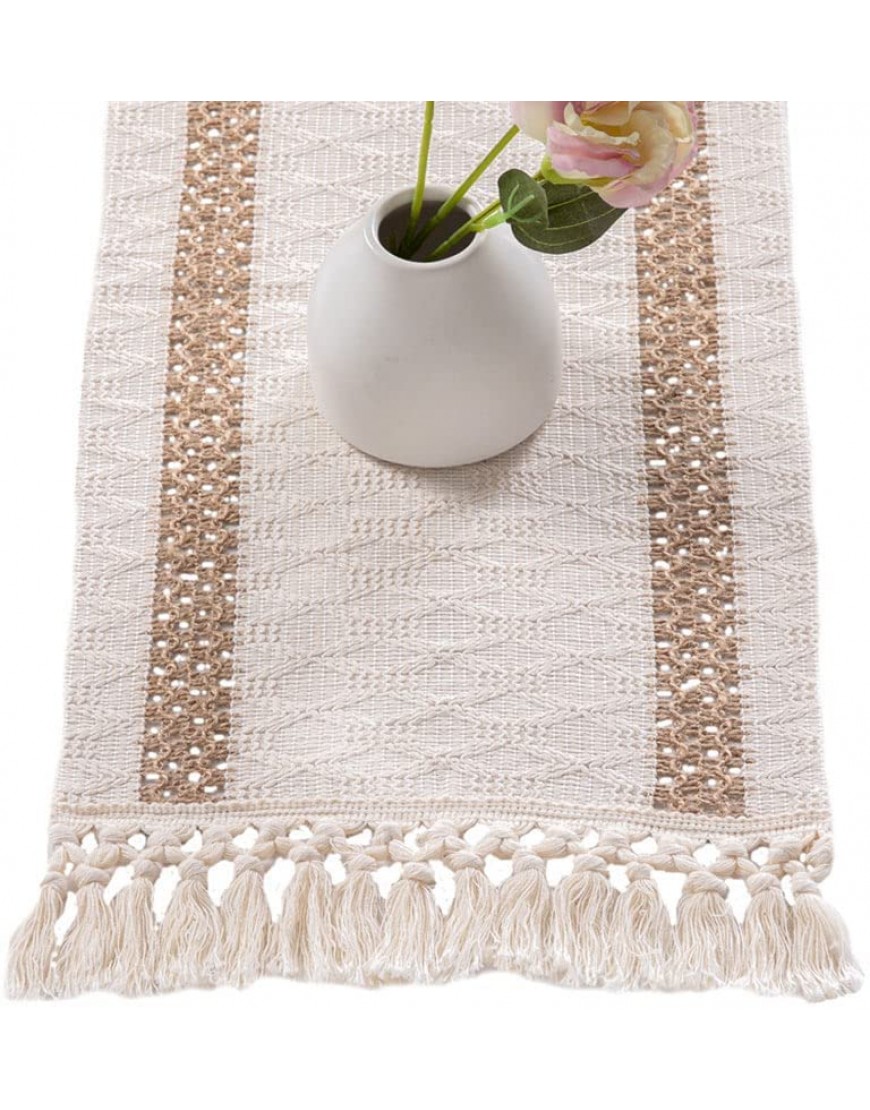 Fawcotu Table Runner,Cotton Linen Table Protective Cover with Tassel for Home Table DecorSize:11.8170.87inch