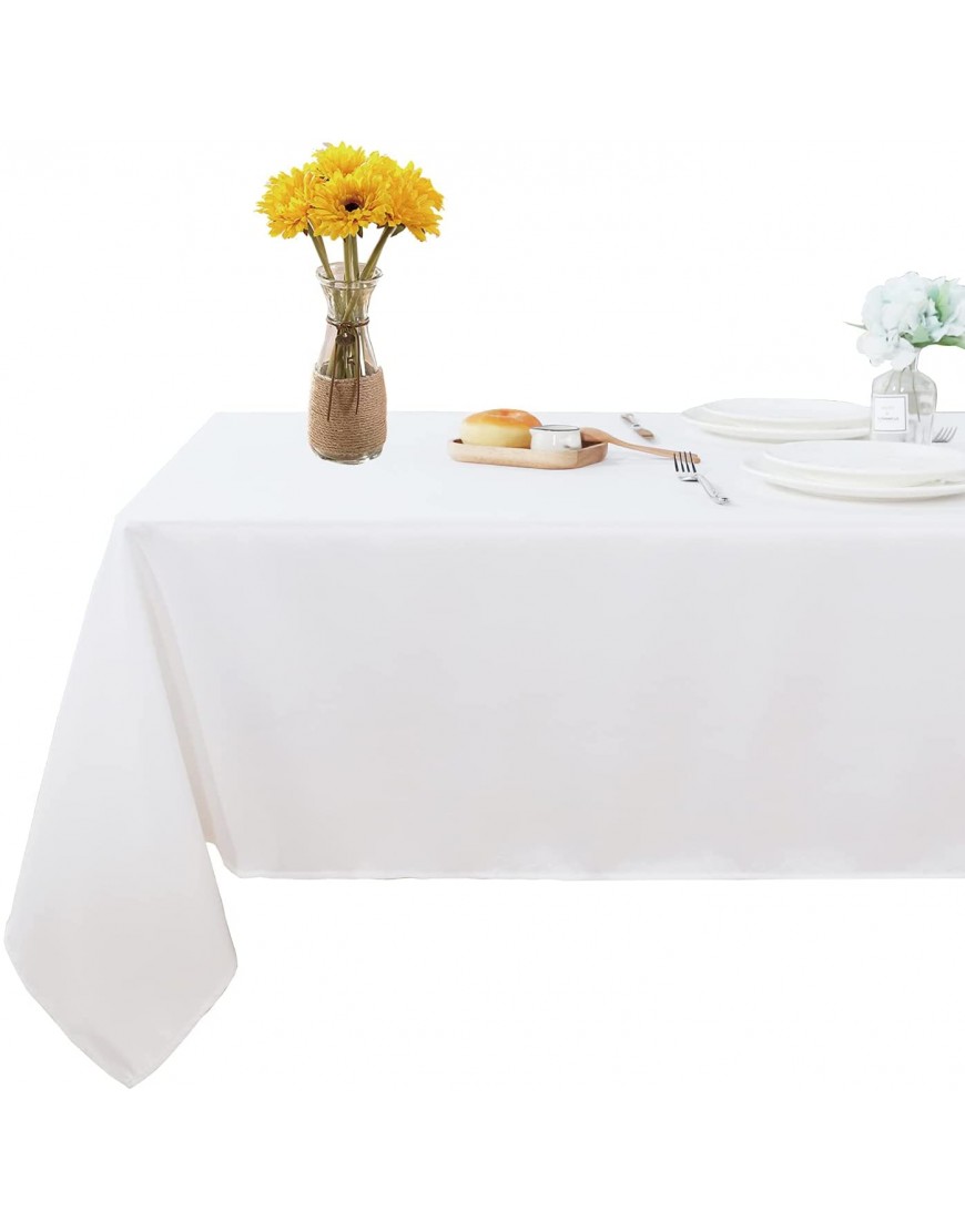 Fitable Rectangle 4 Feet Tablecloth 60x84 inch Tablecloth Stain and Wrinkle Resistant Washable Polyester Table Cloth Decorative Table Cover for Dining Table Buffet Parties and Camping White
