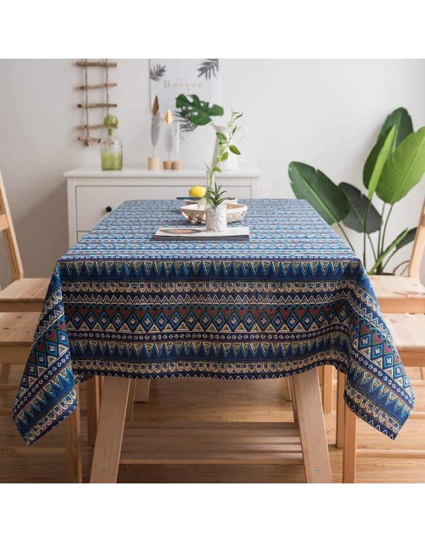 GRAVAN Bohemian Tablecloth for Rectangle Tables Heavyweight Cotton Linen Boho Style Table Cover for Kitchen Dinning Tabletop Decoration