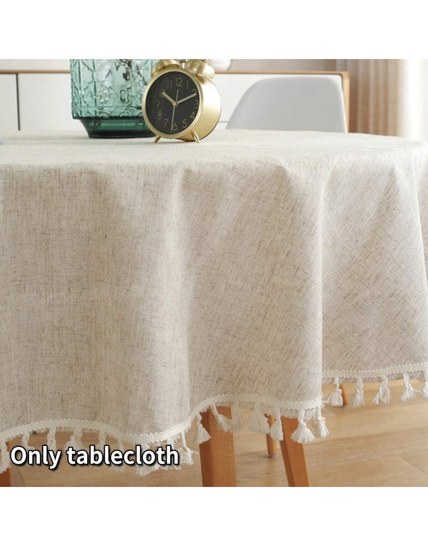 HONUTIGE Round Tablecloth Tassel Table Cloth Cotton Linen Dust-Proof Table Cover for Kitchen Dinning Tabletop Decoration 60