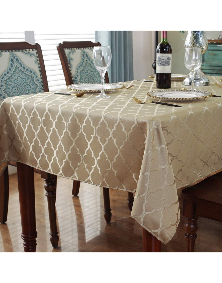 Jacquard Tablecloth Flower Pattern Polyester Table Cloth Spill Proof Dust-Proof Wrinkle Resistant Table Cover for Kitchen Dining Tabletop Decoration Rectangle Oblong 52 x 70 4-6 Seats Gold