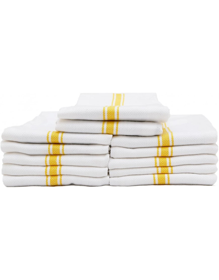 Keeble Outlets Kitchen Towels Set of 12 Yellow Stripes Highly Absorbent Dish Towels Preferred by Chefs 100% Cotton Hand Towels Kitchen & Table Linens Flour Sack Towels Dish Rags