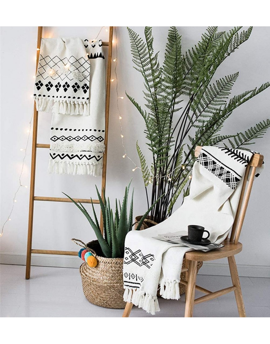 KIMODE Moroccan Fringe Table Runner 14 in x 72 in Bohemian Geometric Cotton Handmade Woven Tufted Tassels Farmhouse Dinning Table Linen Machine Washable Minimalist Home Decorative Black and White