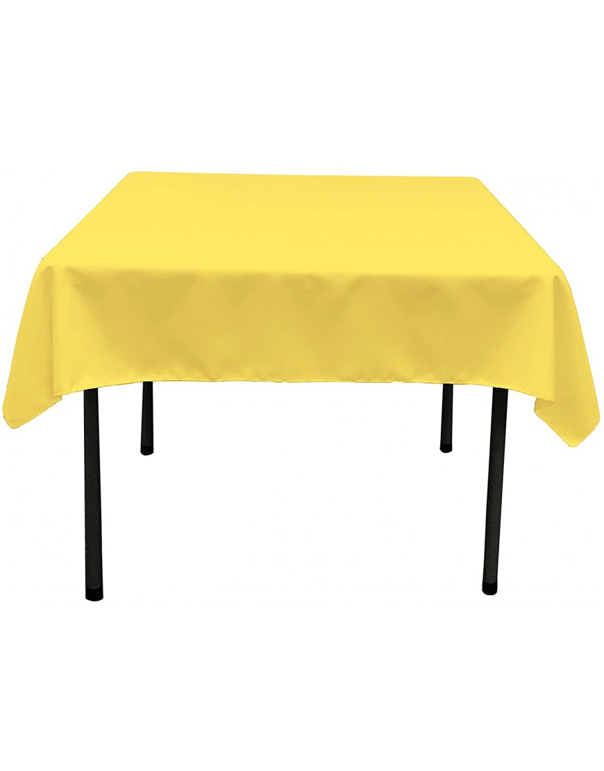 LA Linen Polyester Poplin Washable Square Tablecloth Stain and Wrinkle Resistant Table Cover 52x52 Fabric Table Cloth for Dinning Kitchen Party Holiday 52 by 52-Inch Yellow Light