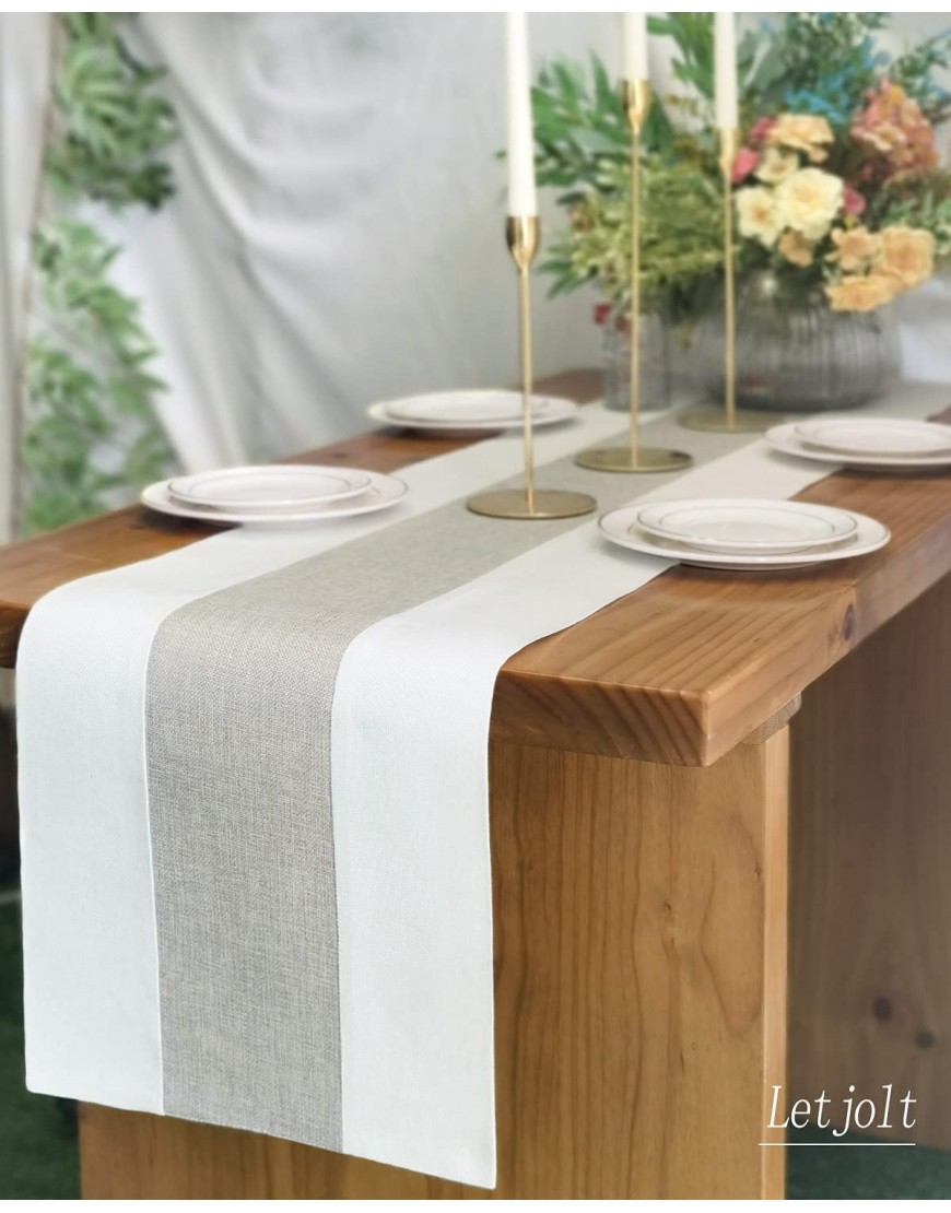 Letjolt Linen-Like Table Runner Splicing Table Runner for Wedding Home Dining Table Decor for Kitchen Table 108 Inches