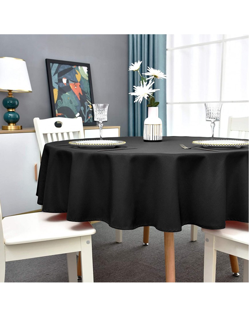 Romanstile Round Waterproof Tablecloth Stain Resistant and Wrinkle Free Table Cloths for Kitchen Dining Party Wedding Indoor and Outdoor Use Washable Polyester Table Cover Black 60 inch