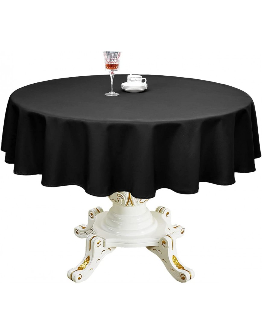 Romanstile Round Waterproof Tablecloth Stain Resistant and Wrinkle Free Table Cloths for Kitchen Dining Party Wedding Indoor and Outdoor Use Washable Polyester Table Cover Black 60 inch