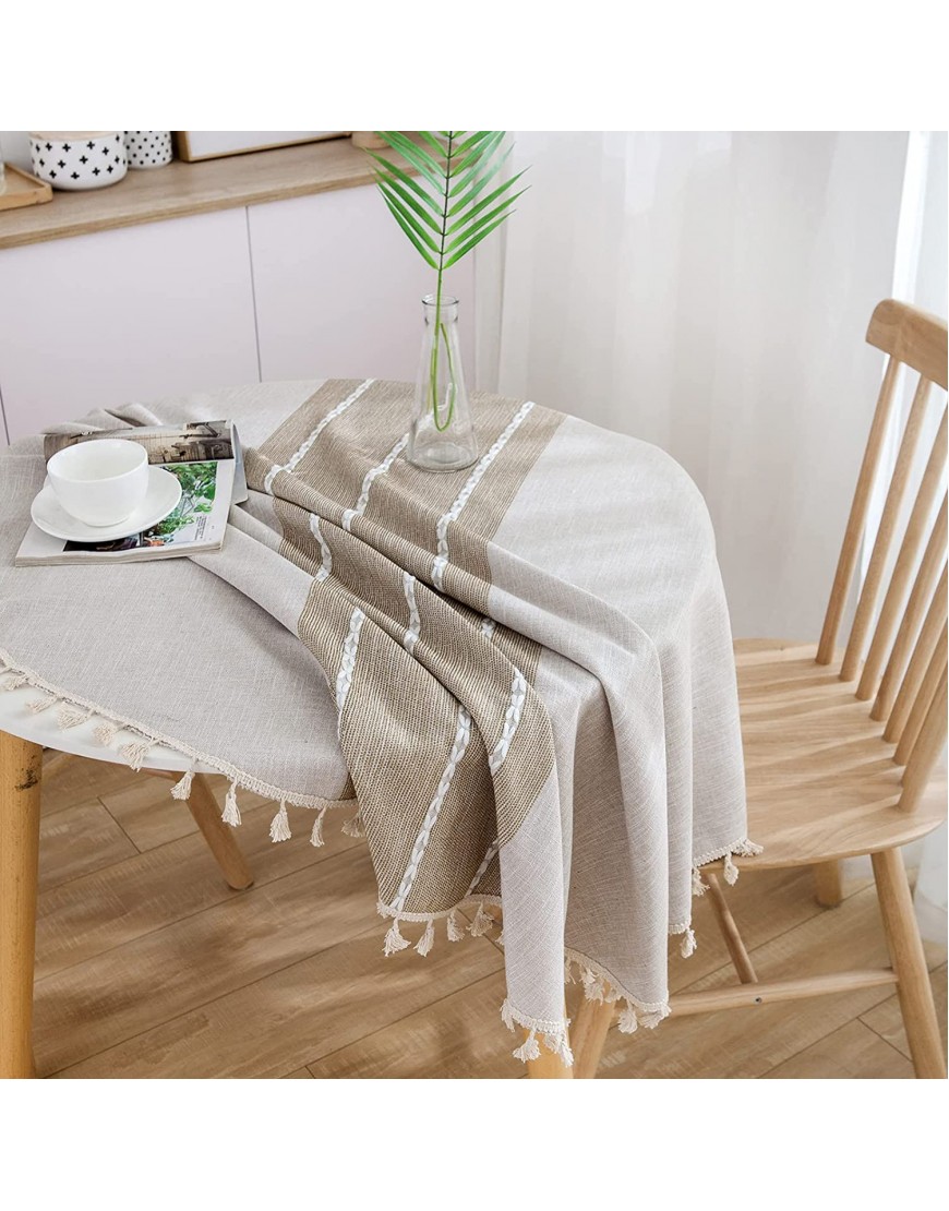 Round Tablecloth 60 Inch for Circular Table Crturto Farmhouse Table Cloth Cotton Linen Wrinkle Resistant Table Cover for Home Kitchen Dining Round 60 Inch Linen