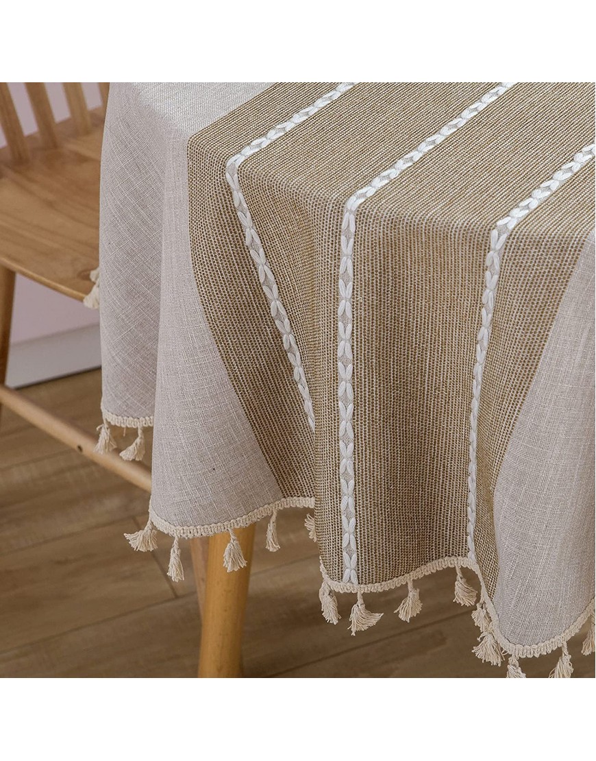 Round Tablecloth 60 Inch for Circular Table Crturto Farmhouse Table Cloth Cotton Linen Wrinkle Resistant Table Cover for Home Kitchen Dining Round 60 Inch Linen