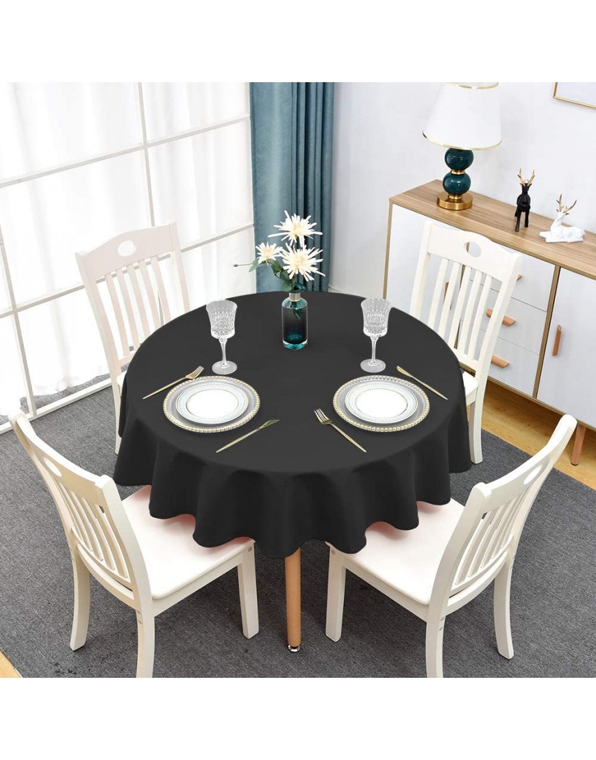 Round Tablecloth Black Waterproof and Wrinkle Resistant Washable Table Cloths Polyester Fabric Table Cover for Kitchen Dining Parties Outdoor and Indoor UseBlack 60 inch