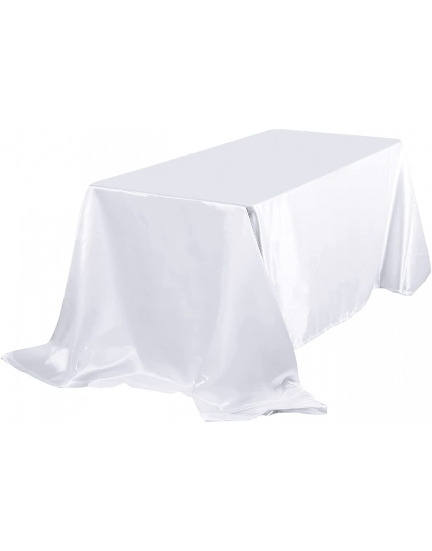 SAYUAN 70x132 Inch Rectangle Satin Table Cloth Cotton Linen Table Cover for Wedding Banquet Party Bridal Shower Kitchen Dinning Table White