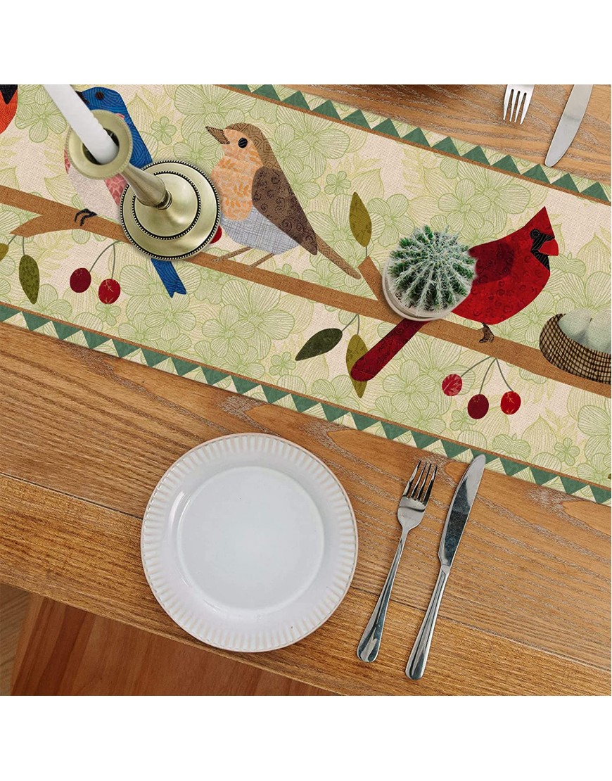 Seliem Spring Summer Birds Tree Branches Table Runner Cardinals Home Kitchen Dining Decor Seasonal Farmhouse Decorations Indoor Outdoor Party Supply 13 x 72 Inch