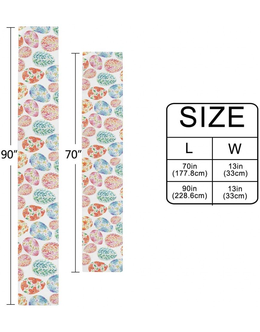 Spring Easter Multicolor Eggs Table Runner 13x70 inch for Kitchen Dining Watercolor Blue Red Double Sided Table Runners Linen Cloth Dresser Scarf for Wedding Dinners Party Office Banquet Home Decorat