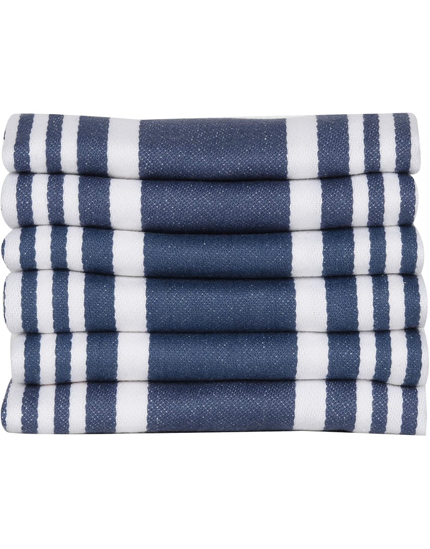 Urban Villa Set of 6 Kitchen Towels Highly Absorbent 100% Cotton Dish Towel 20X30 Inch with Mitered Corners Trendy Stripes Indigo Blue White Bar Towels & Tea Towels