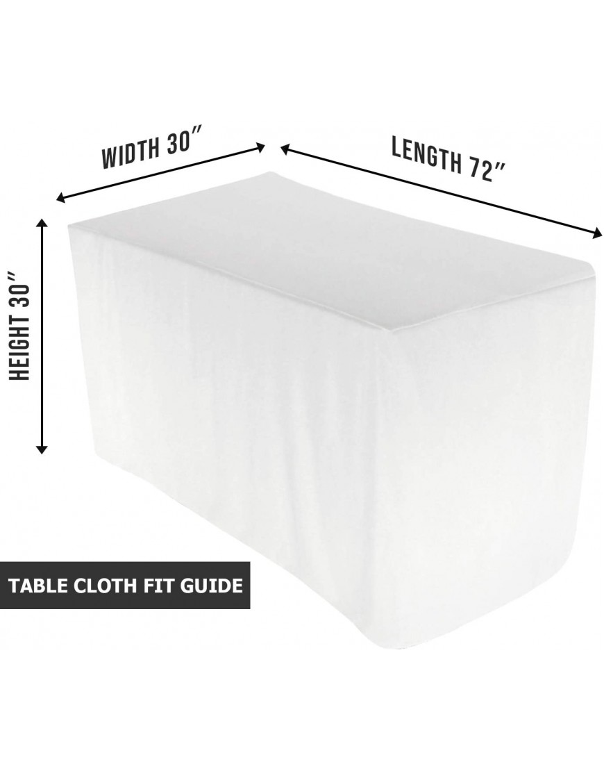 Utopia Kitchen Fitted Tablecloth 30 x 72 Inch Washable White Polyester Table Cloth for 6 Ft Table Great for Parties Events Dinner Trade Shows & Wedding