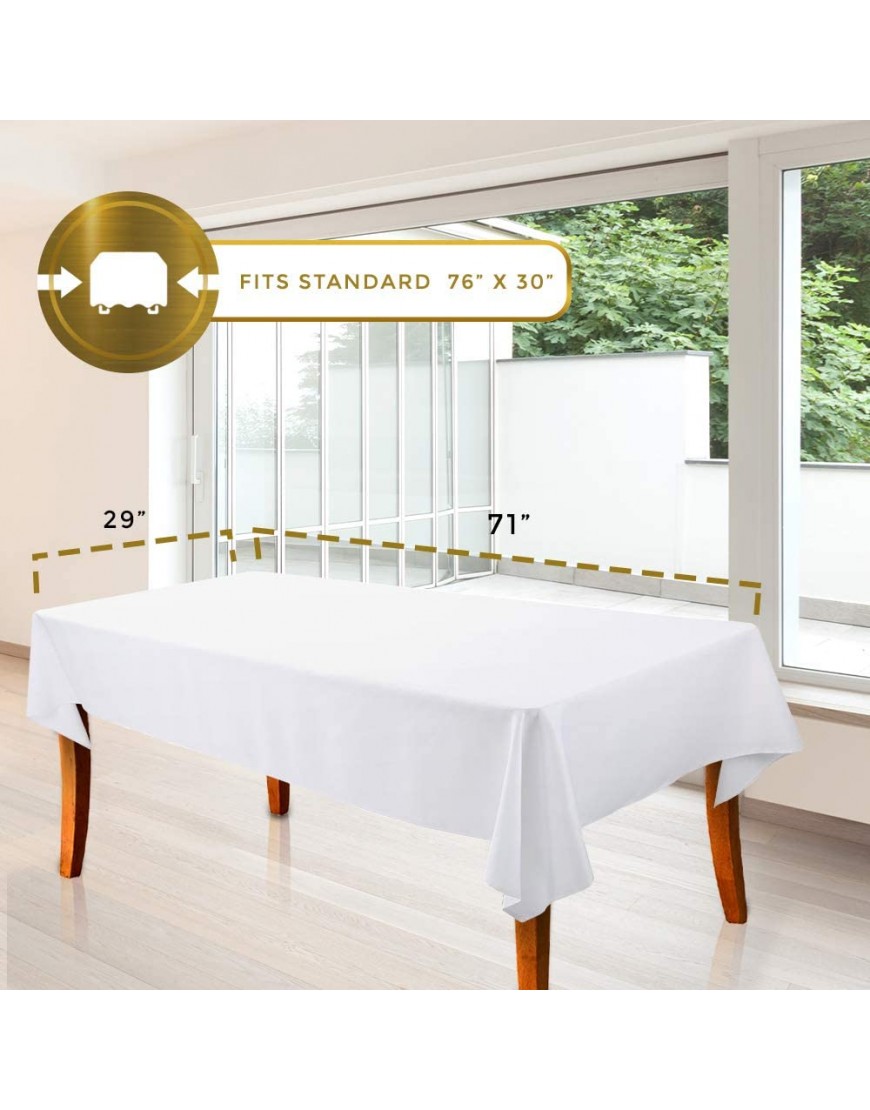 WEALUXE White Tablecloth 60x126 White Table Clothes for 8 foot Rectangle Tables Stain and Wrinkle Resistant Washable Fabric [2 Pack]