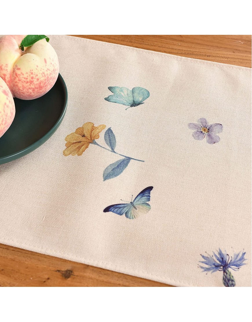 Winotic Table Runner 13 x 72 Inches Long Spring Summer Decoration Flower Butterfly Grass Farmhouse Style Green Table Linen for Kitchen Dining Coffee Table Parties Wedding Home Decor 13x72 Cream