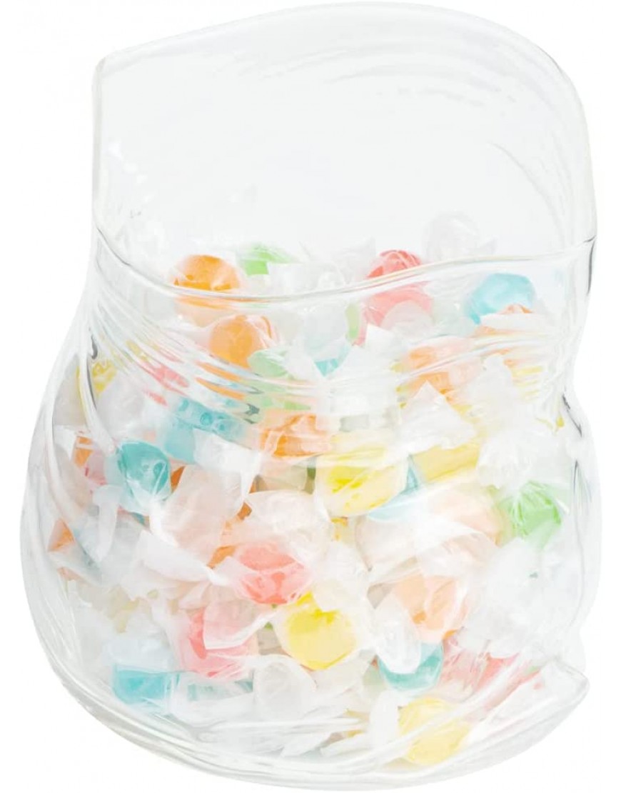 22 Ounce Unzipped Glass Zipper Bag 1 Large Unzipped Glass Bag Realistic Crinkled Edges Serve Candy Popcorn or Nuts Clear Glass Bag Bowl Dishwasher-Safe Flat Base Restaurantware