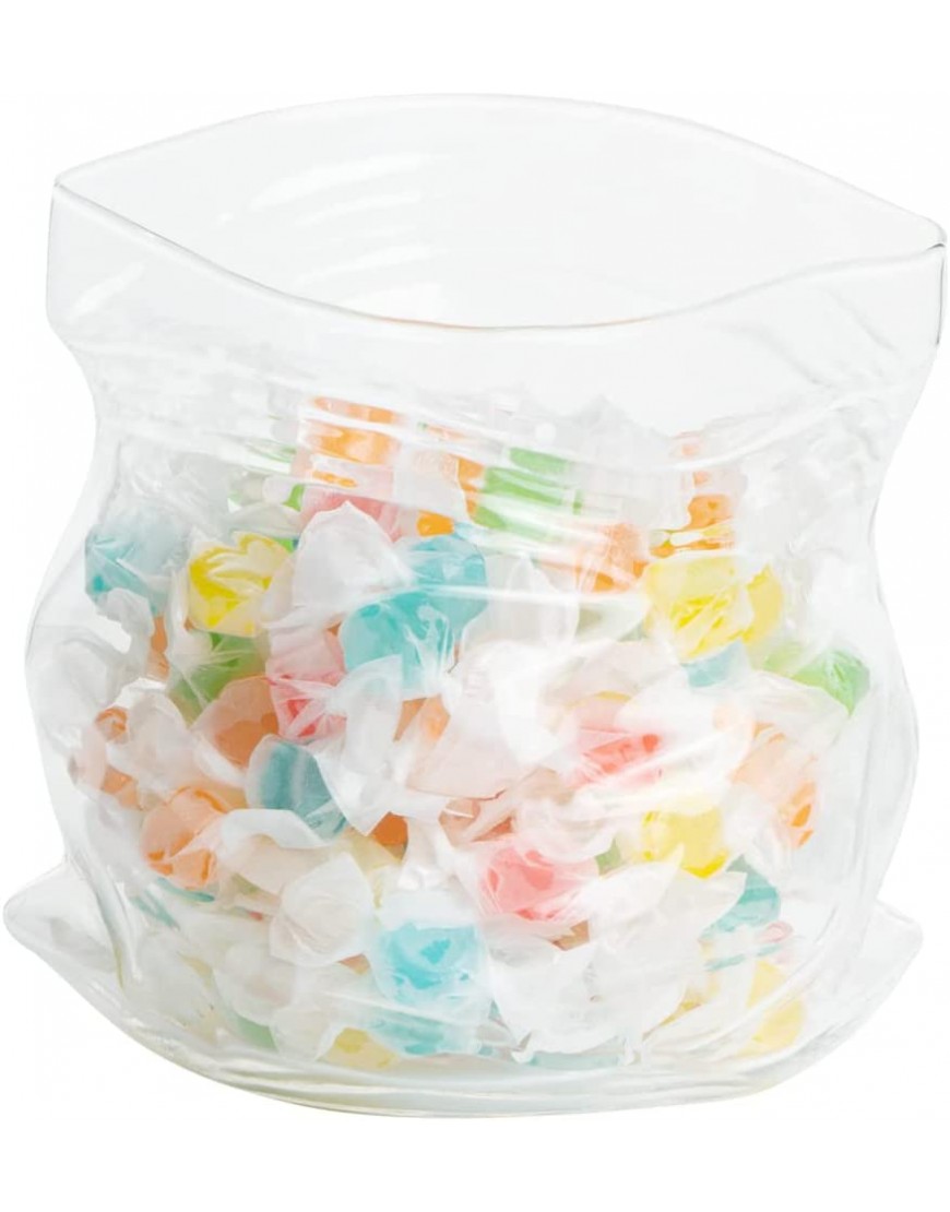 22 Ounce Unzipped Glass Zipper Bag 1 Large Unzipped Glass Bag Realistic Crinkled Edges Serve Candy Popcorn or Nuts Clear Glass Bag Bowl Dishwasher-Safe Flat Base Restaurantware