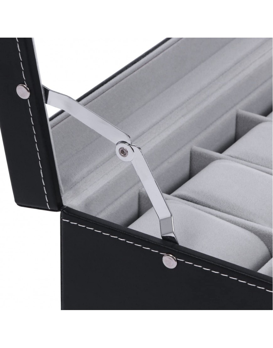 BEWISHOME Watch Box Organizer 20 Men Display Storage Case Metal Hinge Black PU Leather Glass Top Large Holder SSH04B