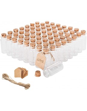 Brajttt 64PCS Cork Stoppers Glass Bottles DIY Decoration Tiny Glass Jars Favors,Mini Vials Cork,10ml Storage Container for Art Crafts,Small Glass Jars for Wedding Party Supplies