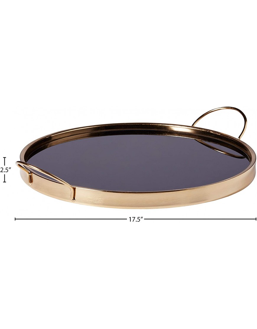Brand – Rivet Contemporary Decorative Round Metal Serving Tray with Handles 17.5-Inch Black and Gold