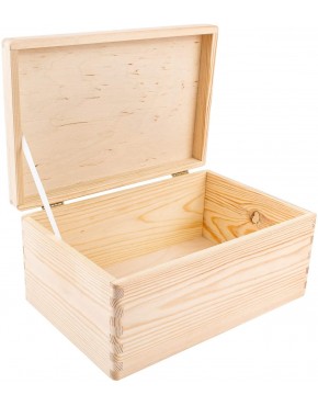 Creative Deco Large Wooden Storage Box with Hinged Lid | 11.8 x 7.87 x 5.51 inches +-0.5 | Plain Unpainted Gift Box for Tool Toy Shoes Kitchen Clothes Jewelry | ROUGH & UNSANDED Wood Keepsake Chest