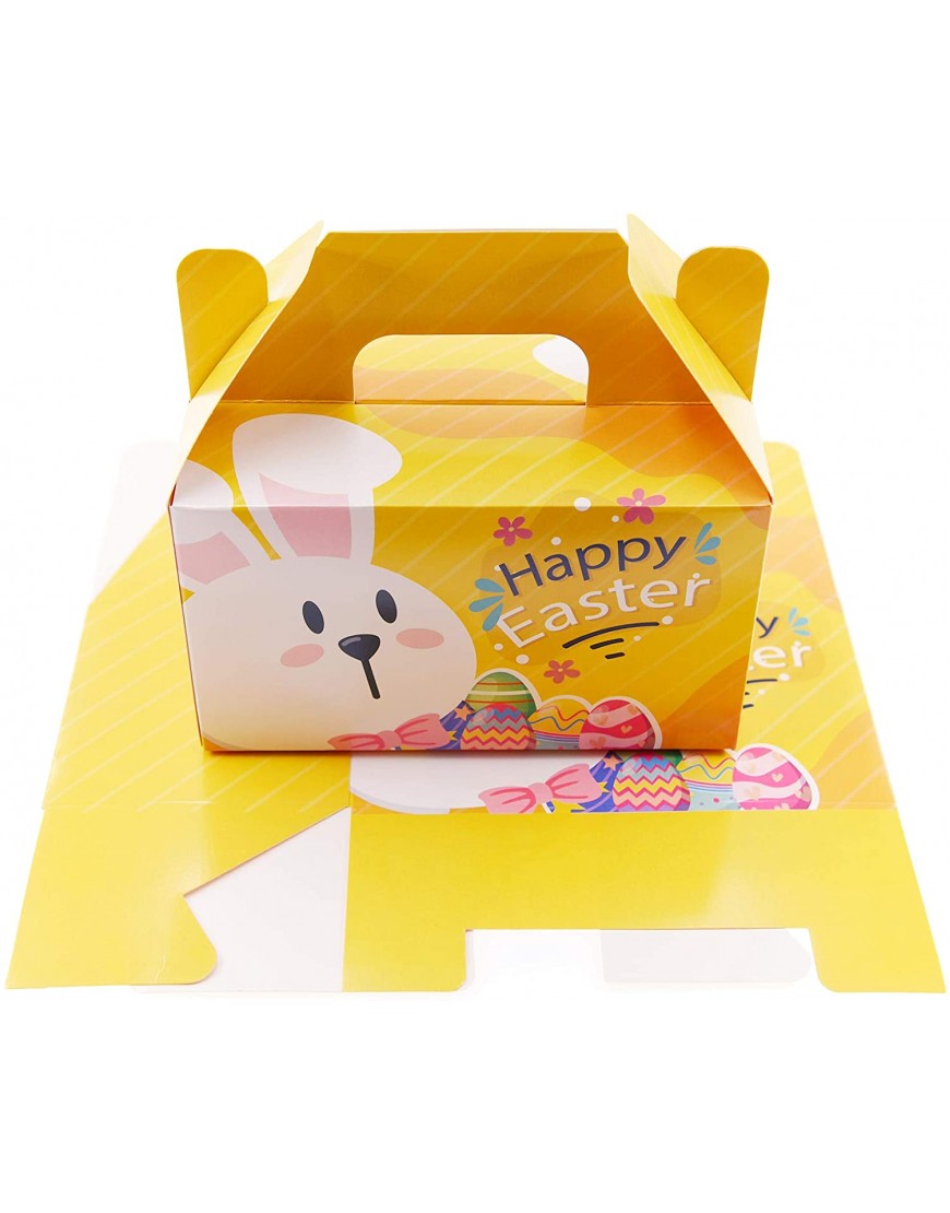 EXRIZU 8 Pack Easter Decorative Gift Treat Boxes 6.2 x 3.5 x 3.5 inch Egg Bunny Chicken Colorful Bag Paper Box for Easter Basket Stuffers Party Favor Gifts