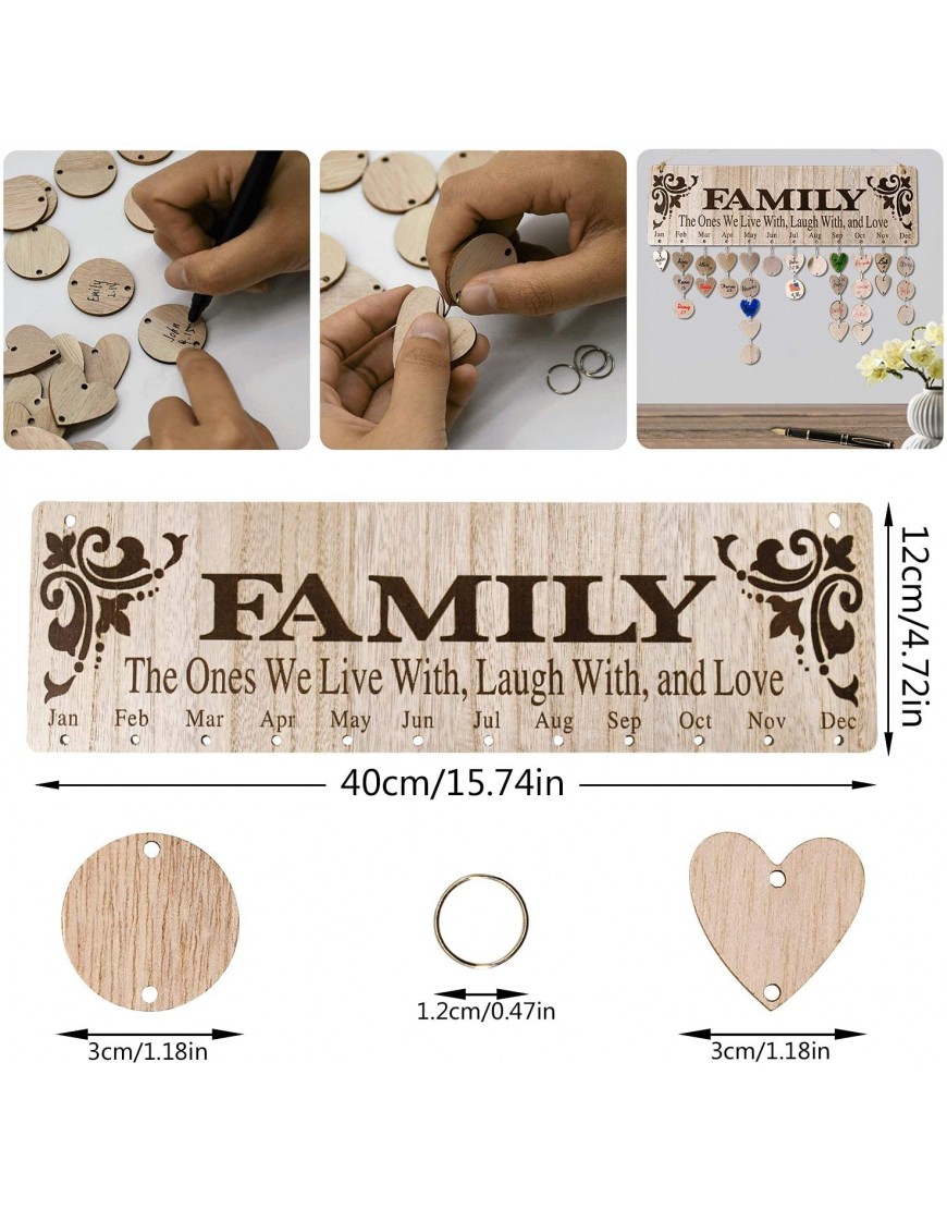 Gifts Presents for Moms Grandmas from Daughter Unique | Wooden Family Birthday Reminder Tracker Calendar Board Wall Hanging with 100 Tags | Best Gift Ideas for Christmas Birthday Mother's Day
