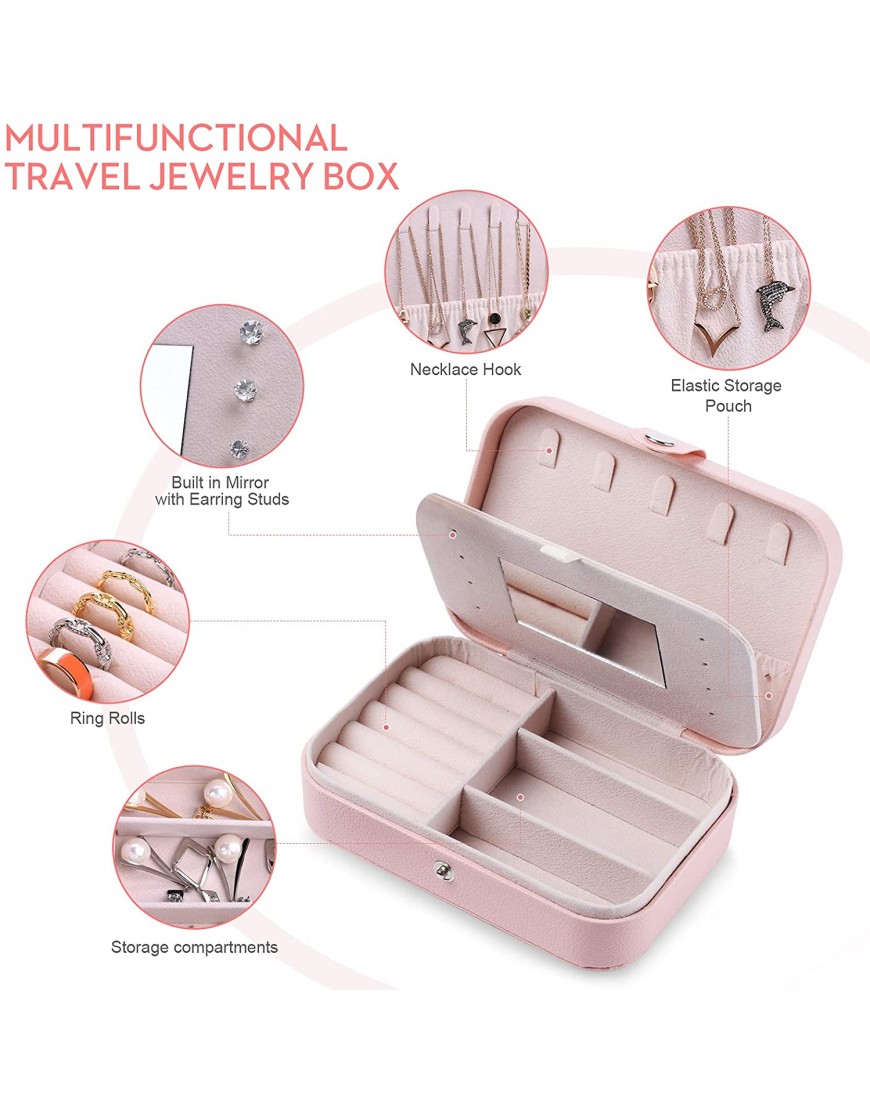GOLVER 2-pack Jewelry Organizer Box 2 Layer Jewelry Case Large PU Leather Jewelry Boxes for Women Girls Comes With a Small Travel Jewelry Box Pink